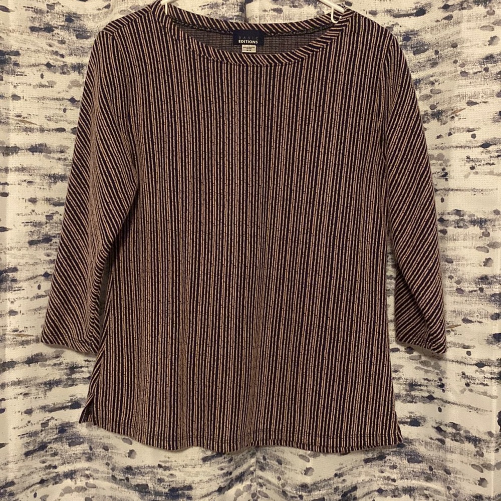 Navy Blue & Pink Stripe Blouse size M